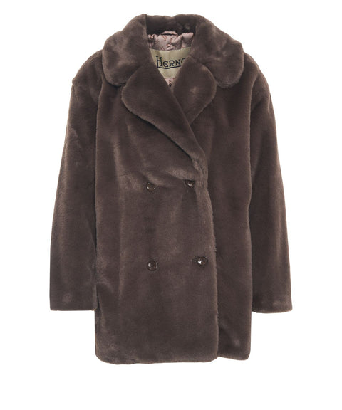 Cappotto corto in pelliccia sintetica