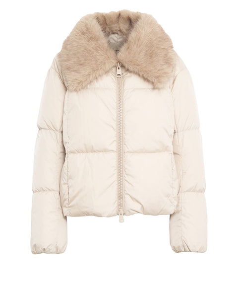 Giacca puffer con collo in pelliccia