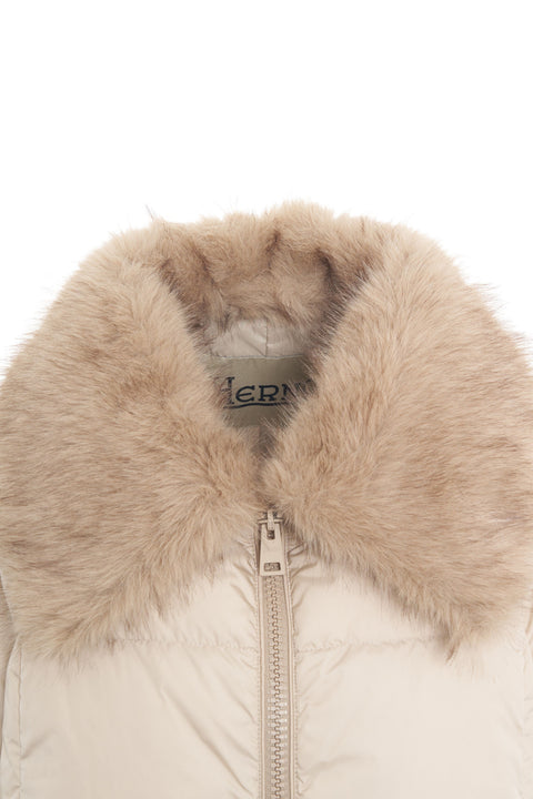 Giacca puffer con collo in pelliccia