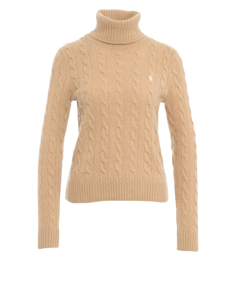 Maglione a dolcevita con logo ricamato