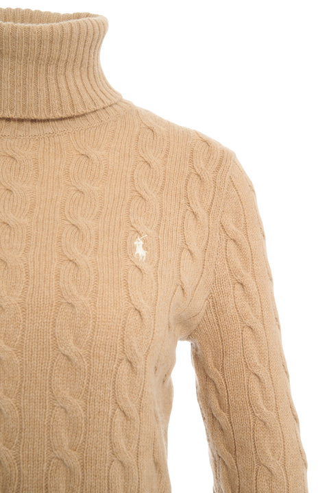Maglione a dolcevita con logo ricamato