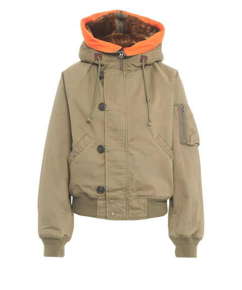 Bomber con cappuccio e pelliccia