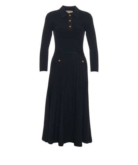 Midi dress with polo collar