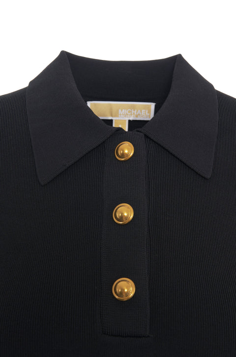Midi dress with polo collar