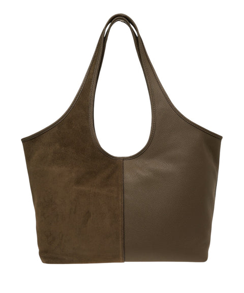 Shopper in leather and suede