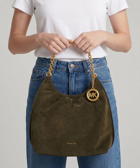 Borsa in pelle scamosciata