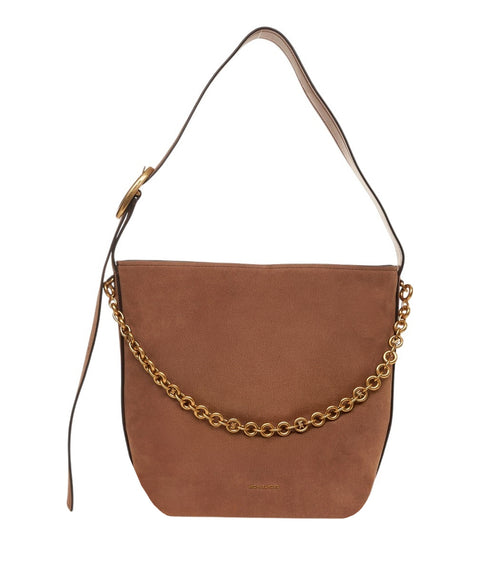 Borsa a secchiello in pelle scamosciata