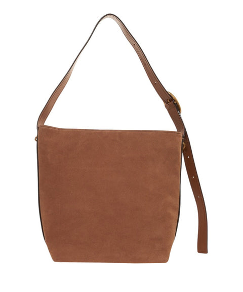 Borsa a secchiello in pelle scamosciata