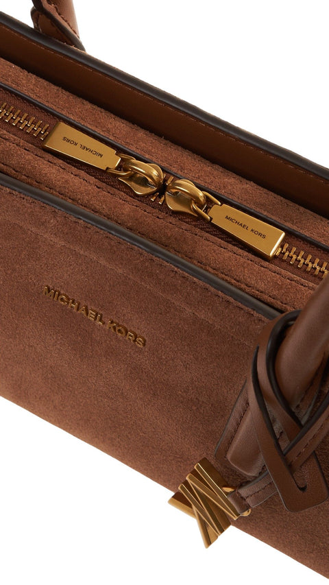 Borsa a spalla in pelle scamosciata