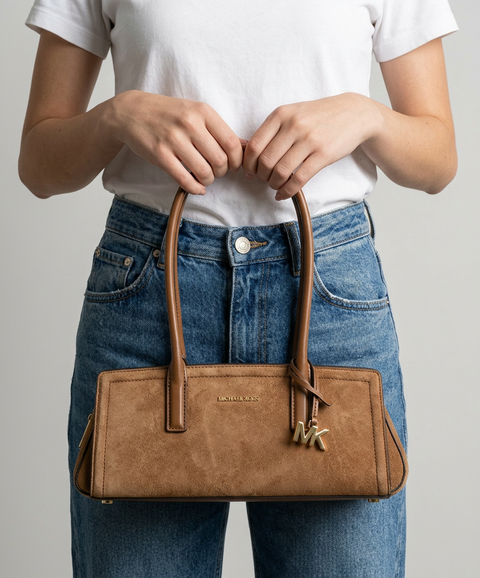 Borsa a spalla in pelle scamosciata