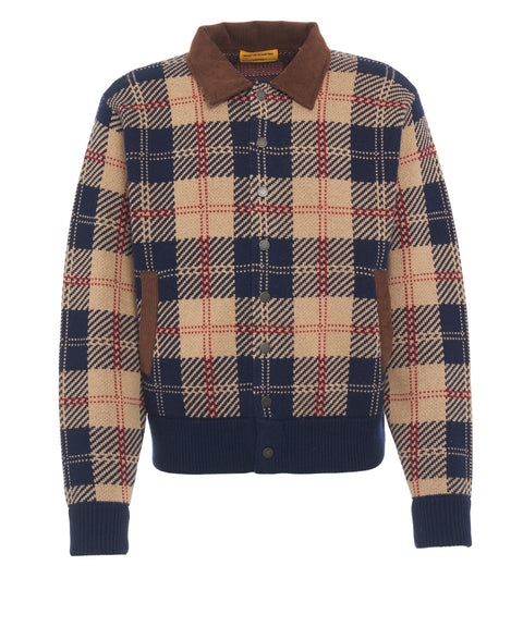 Cardigan con colletto in velluto a coste