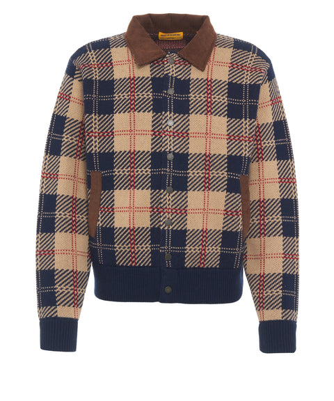 Cardigan con colletto in velluto a coste