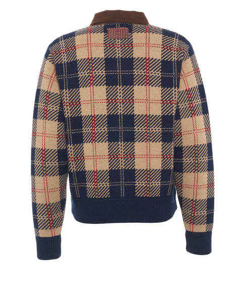Cardigan con colletto in velluto a coste