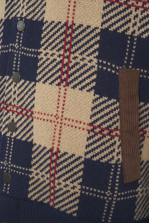 Cardigan con colletto in velluto a coste