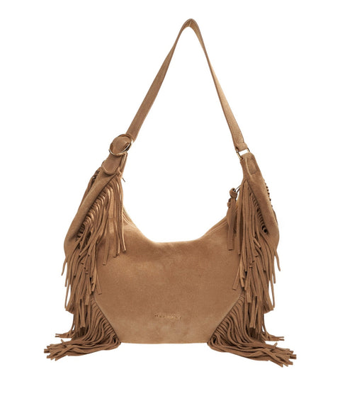 Schultertasche aus Wildleder