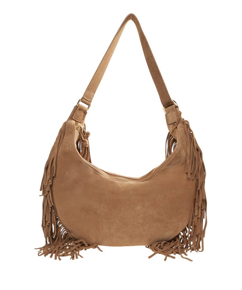 Schultertasche aus Wildleder