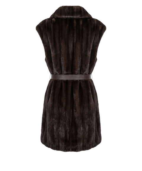 Gilet in pelliccia sintetica con cintura in vita