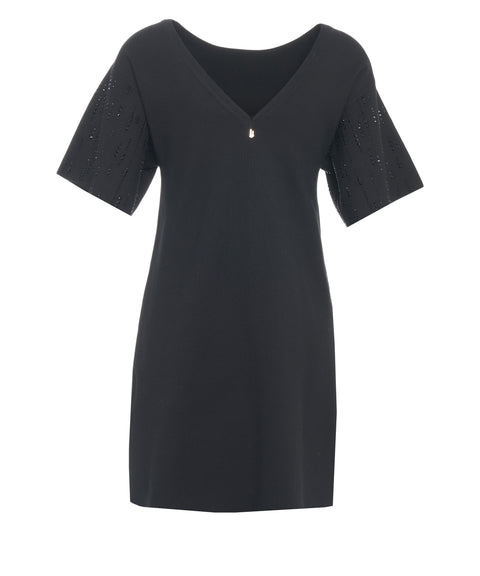 Minidress con applicazione di strass