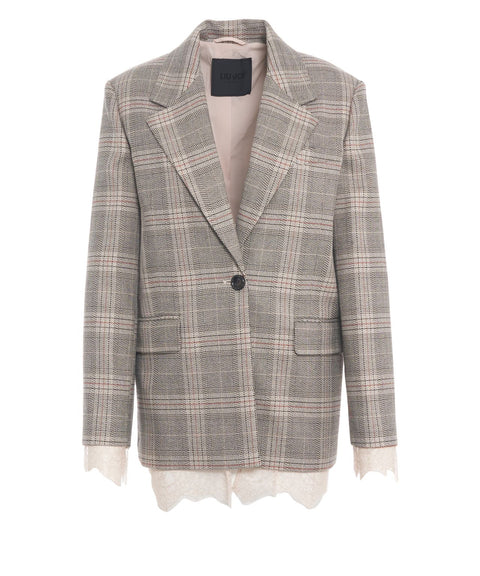 Blazer con dettagli in pizzo