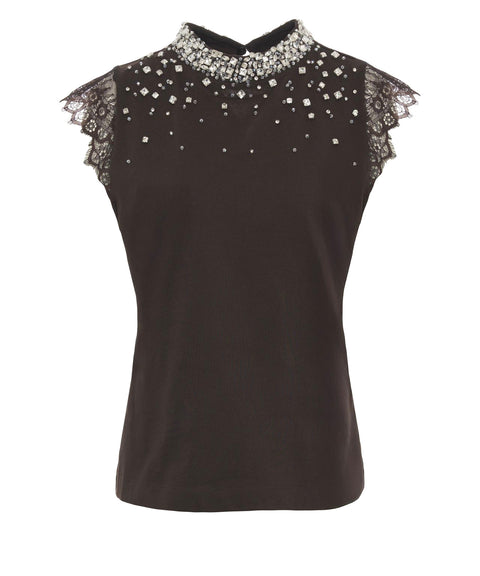 Top with rhinestone applications