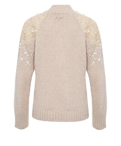 Sweater with sequin application