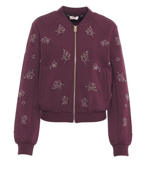 Wool blend sweatshirt jacket