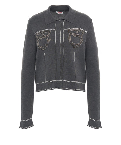 Strickjacke mit Strass-Applikationen
