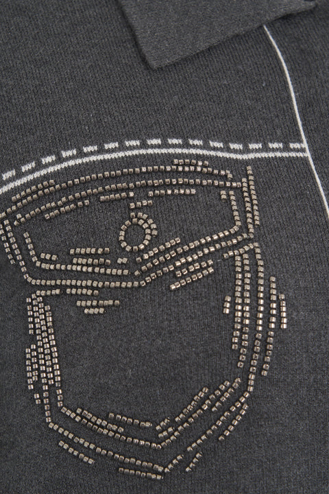 Strickjacke mit Strass-Applikationen