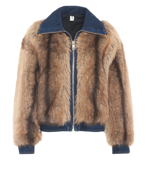 Casual-Jacke aus Kunstpelz