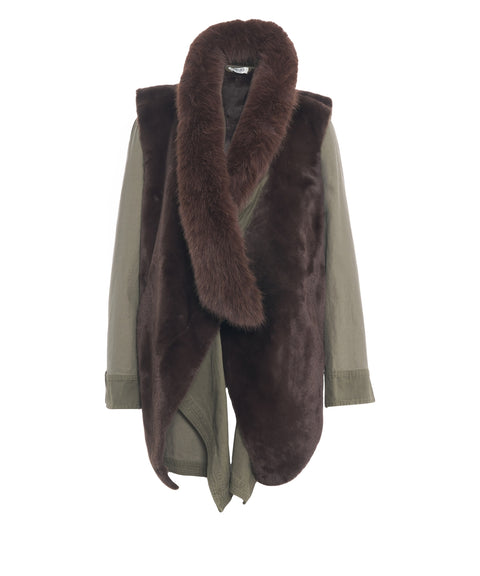 Parka con collo in pelliccia