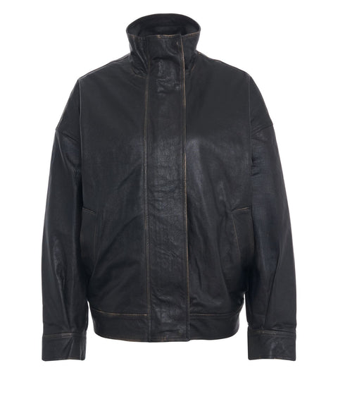 Lederjacke mit Stehkragen