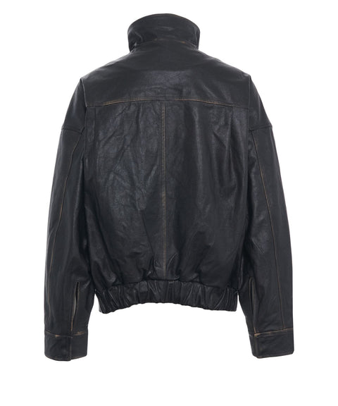 Lederjacke mit Stehkragen
