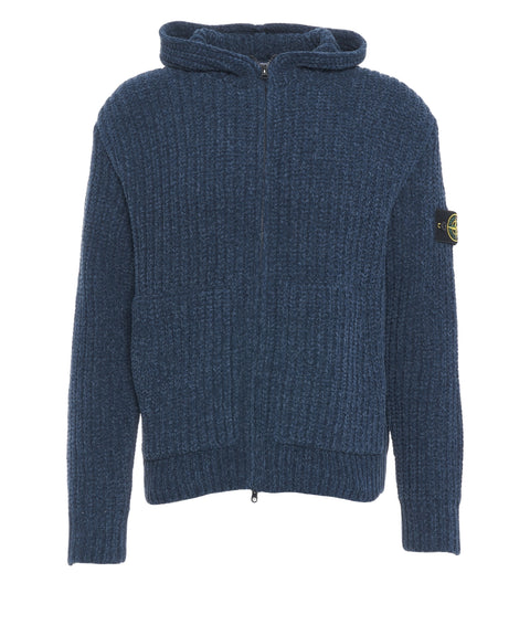 Knit jacket with removable logo