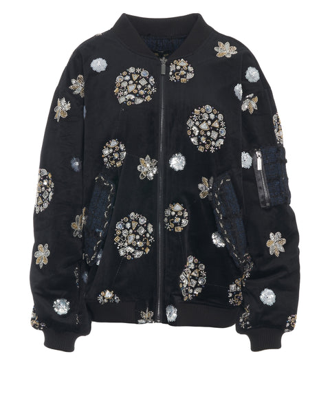 Bomberjacke mit Strass-Applikationen