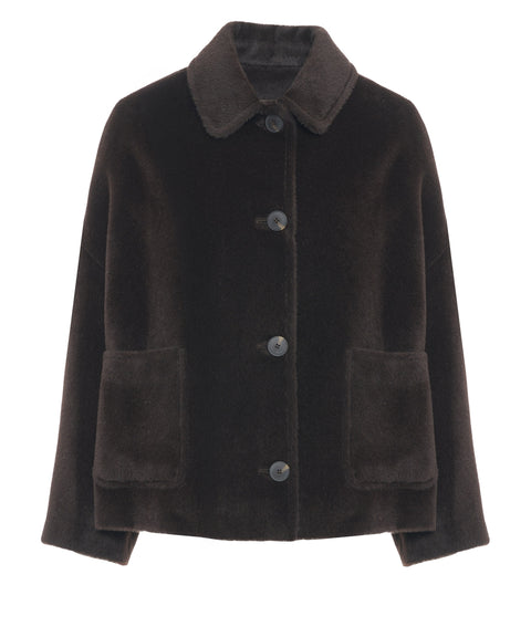 Alpaca jacket with patch pockets