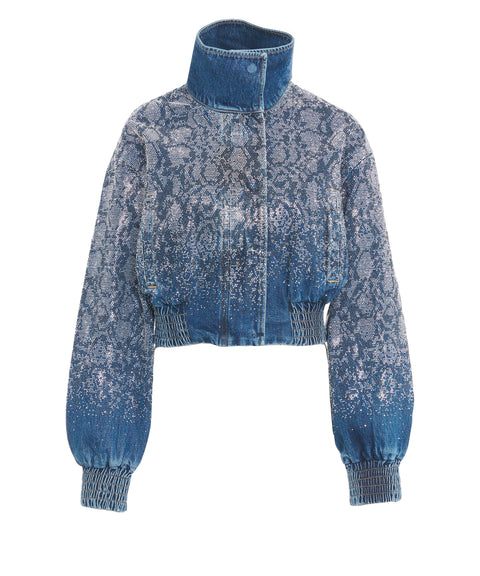 Jeansjacke mit Strass-Applikation