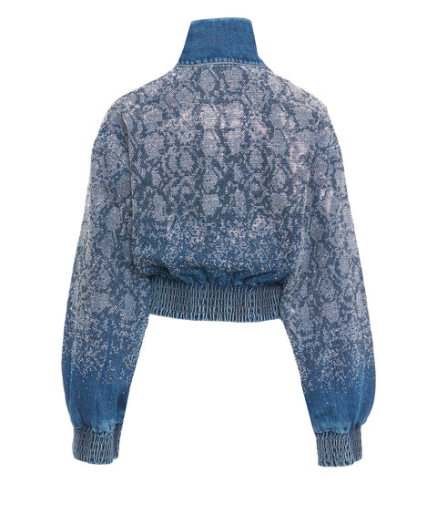 Jeansjacke mit Strass-Applikation