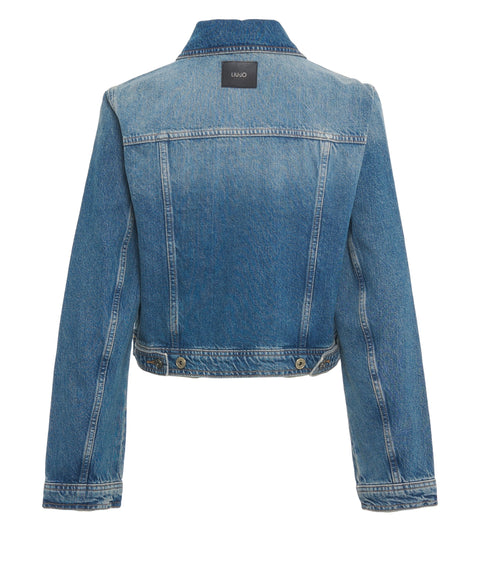Giacca di jeans con dettagli zip