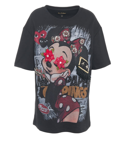 T-shirt con applicazione di strass