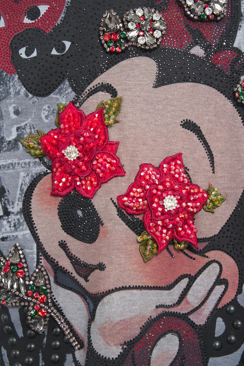 T-Shirt mit Strass-Applikationen
