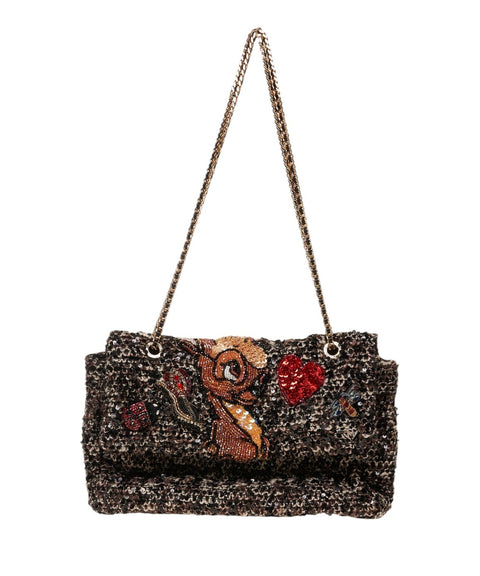 Borsa a spalla con applicazioni strass