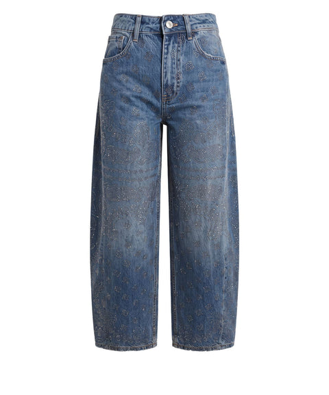 Jeans with rhinestone application