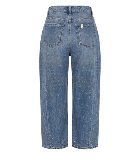 Jeans with rhinestone application