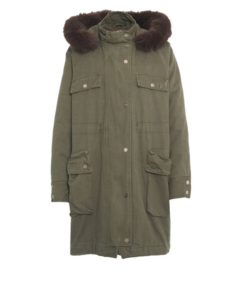 Parka with faux fur trim