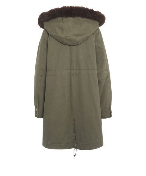 Parka with faux fur trim