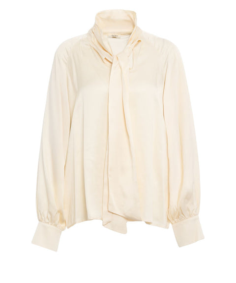 Blouse with tie-neck collar