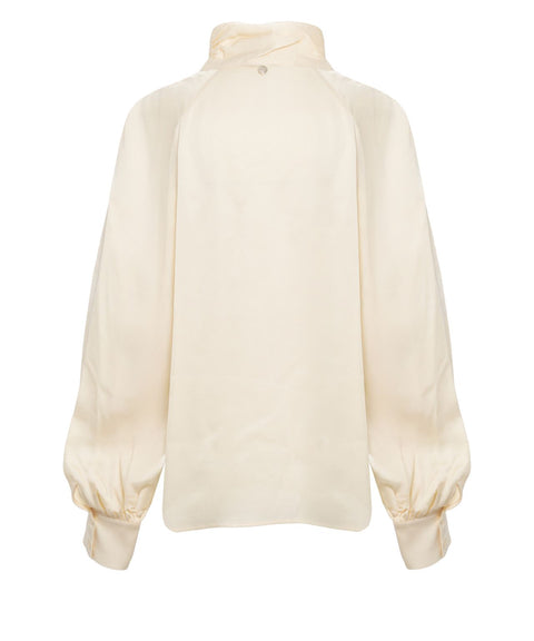 Blouse with tie-neck collar