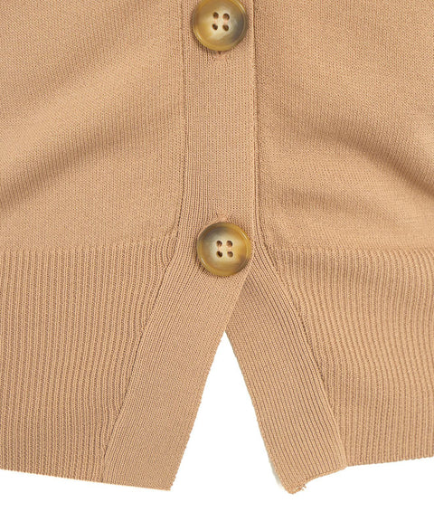 Cardigan cropped in maglia #beige