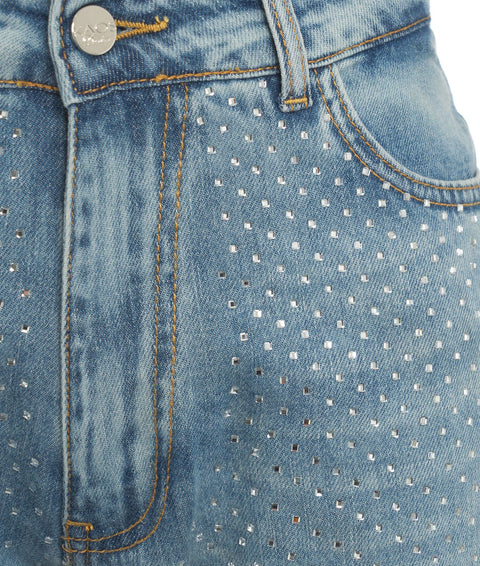 Jeans con finiture in strass #blu