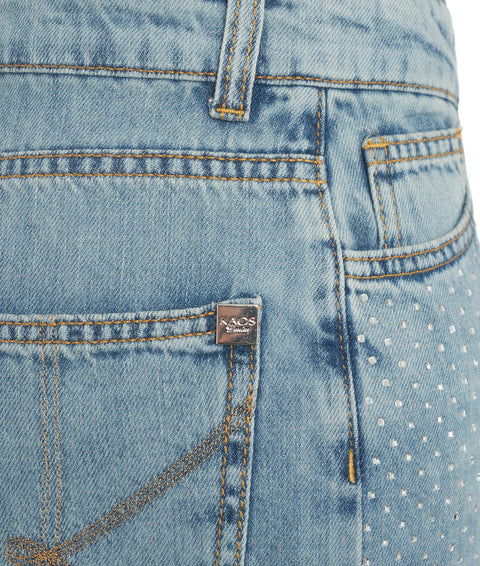 Jeans con finiture in strass #blu